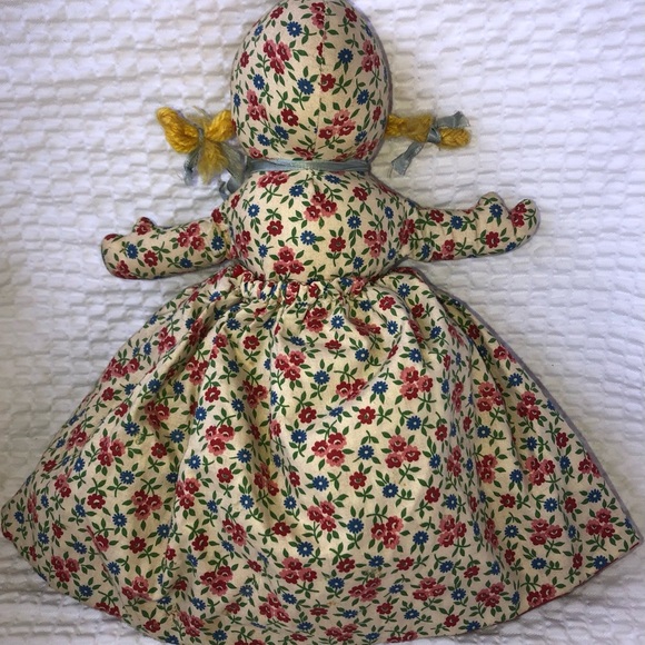 VINTAGE TOPSY TURVY Rag,Oil Cloth Faces 9.5” in. Handmade With Yarn Hair. - Picture 6 of 8